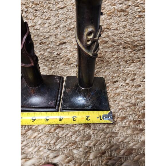 3 Vintage Traditional Italian Cast Iron Bronze Grapevine Candlestick Holders - Picture 10 of 12